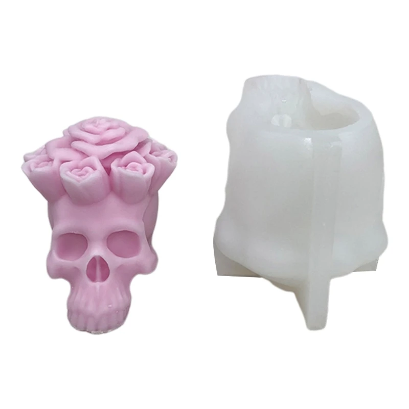 

Силиконовые формы в виде скелета для головы, 3D форма в виде черепа розы из эпоксидной смолы, форма для самостоятельного литья свечей из смол...