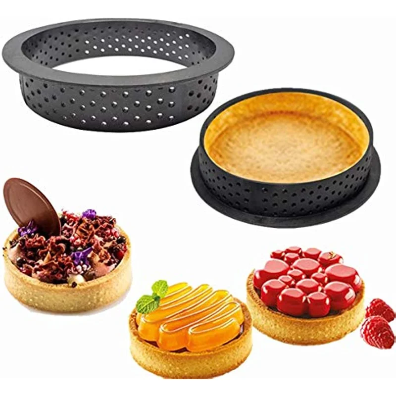 

3PCS DIY Tart Ring Mold Cake tools French Dessert Bakeware Cutter Round Shape Decorating Tool Perforated Mousse Circle