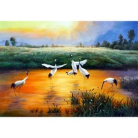 gatyztory painting by numbers animals white crane diy oil coloring by numbers scenery canvas paint art pictures home decor