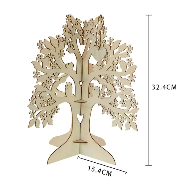 

Wedding Guest Book Wishing Tree 3D Sign Engraved Name Wooden Heart Pendant Ornaments Party Decoration Wedding Gifts Art Keepsake