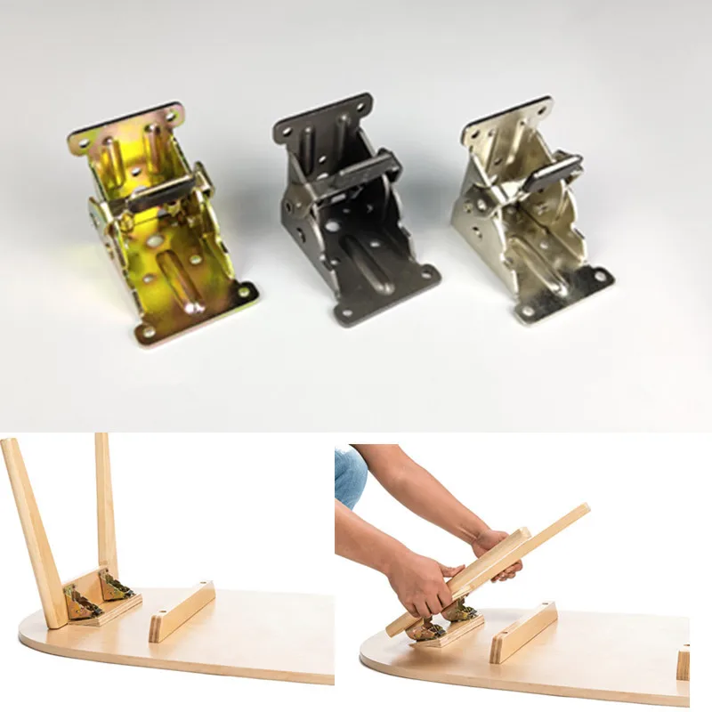 

2pcs 90 Degree Folding Hinge Table Legs Brackets Fold Feet For Table Chair Extension Tables Foldable Self-Locking Feet Hinges