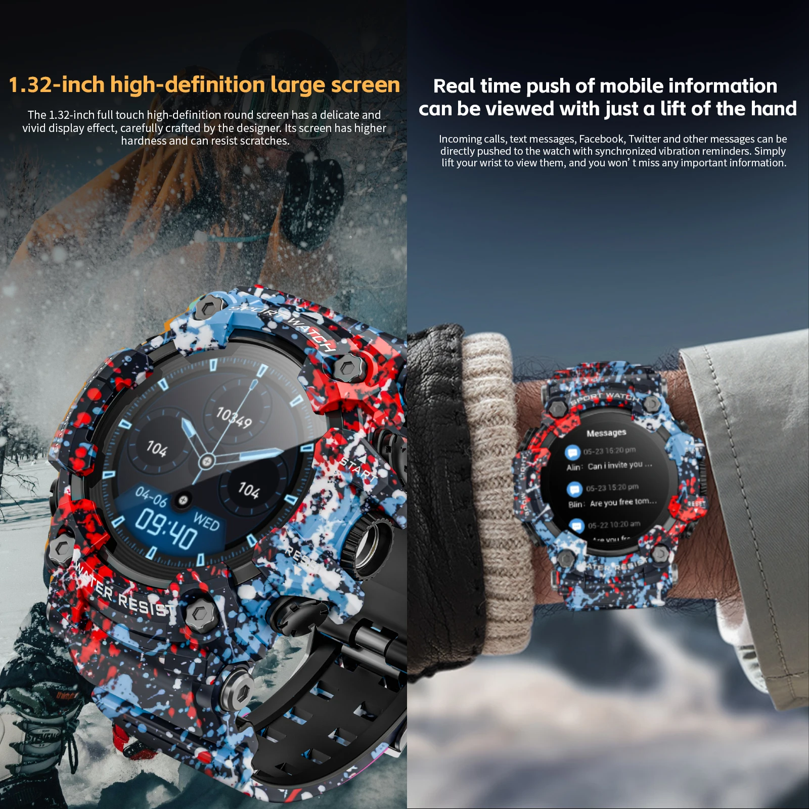 Прочные спортивные умные часы LOKMAT ATTACK-GT с Bluetooth-звонками красочные