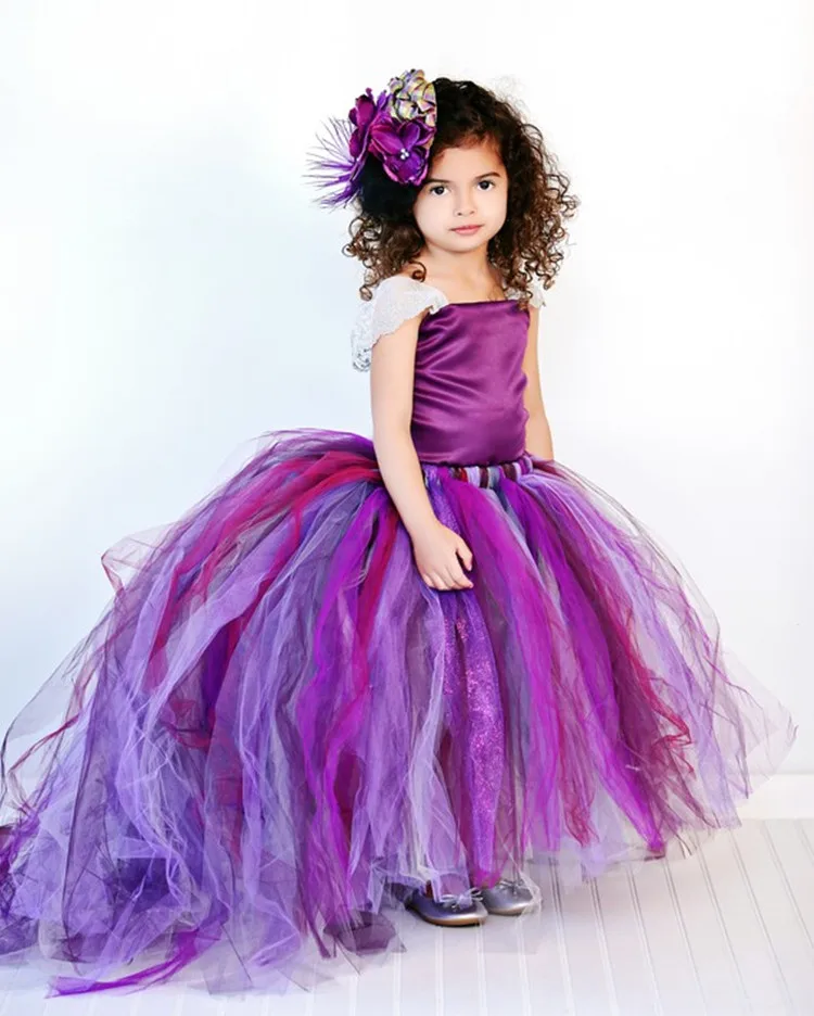 Gorgeous Tulle Girls Party Tutu Dress For With Train Long Casual Summer Princess Flower Girl Dresses Weddings | Детская одежда и