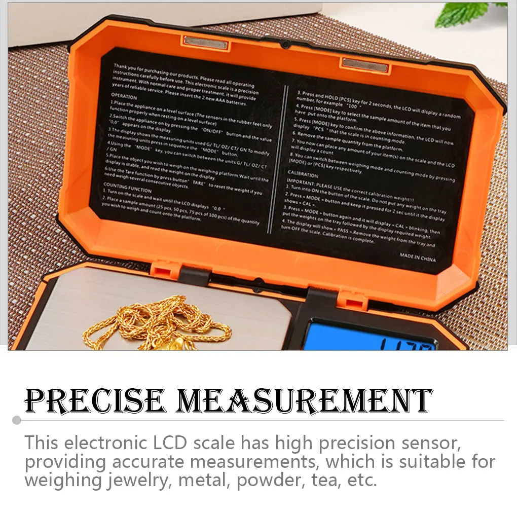 

500g/0.01g Digital Scale LCD Backlight Kitchen Scales Plastic Jewelry Gram Tare Function Jewelries Measuring Tool