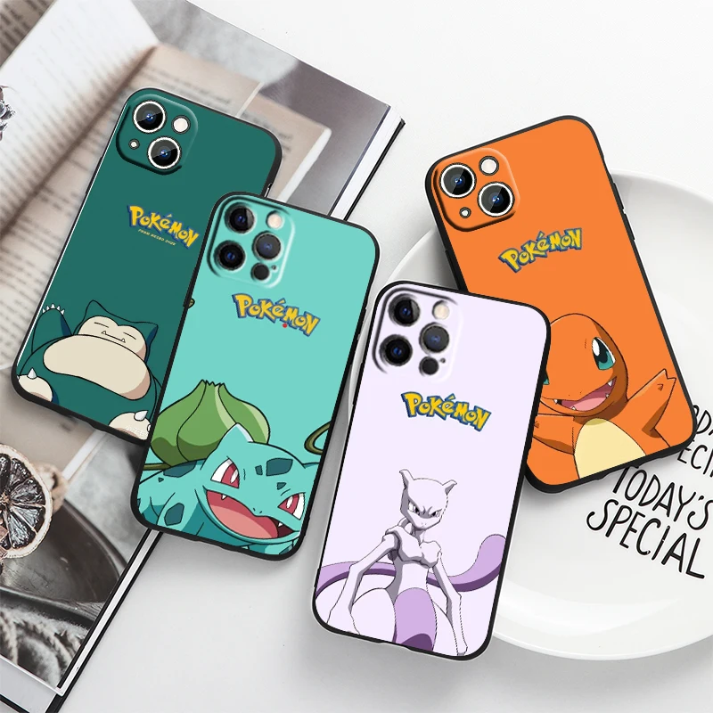 

Pokemon Elves Cute For Apple iPhone 14 13 12 11 Pro Max Mini XS Max X XR 7 8 Plus 5S Silicone Black Phone Case Coque Capa Fundas