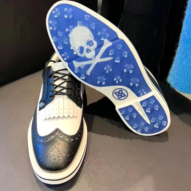 2023 Men's Sneakers Golf Shoes Korean Brand Leather Comfortable Non-slip Waterproof Fashion Outdoor Sports Casual White Sneakers