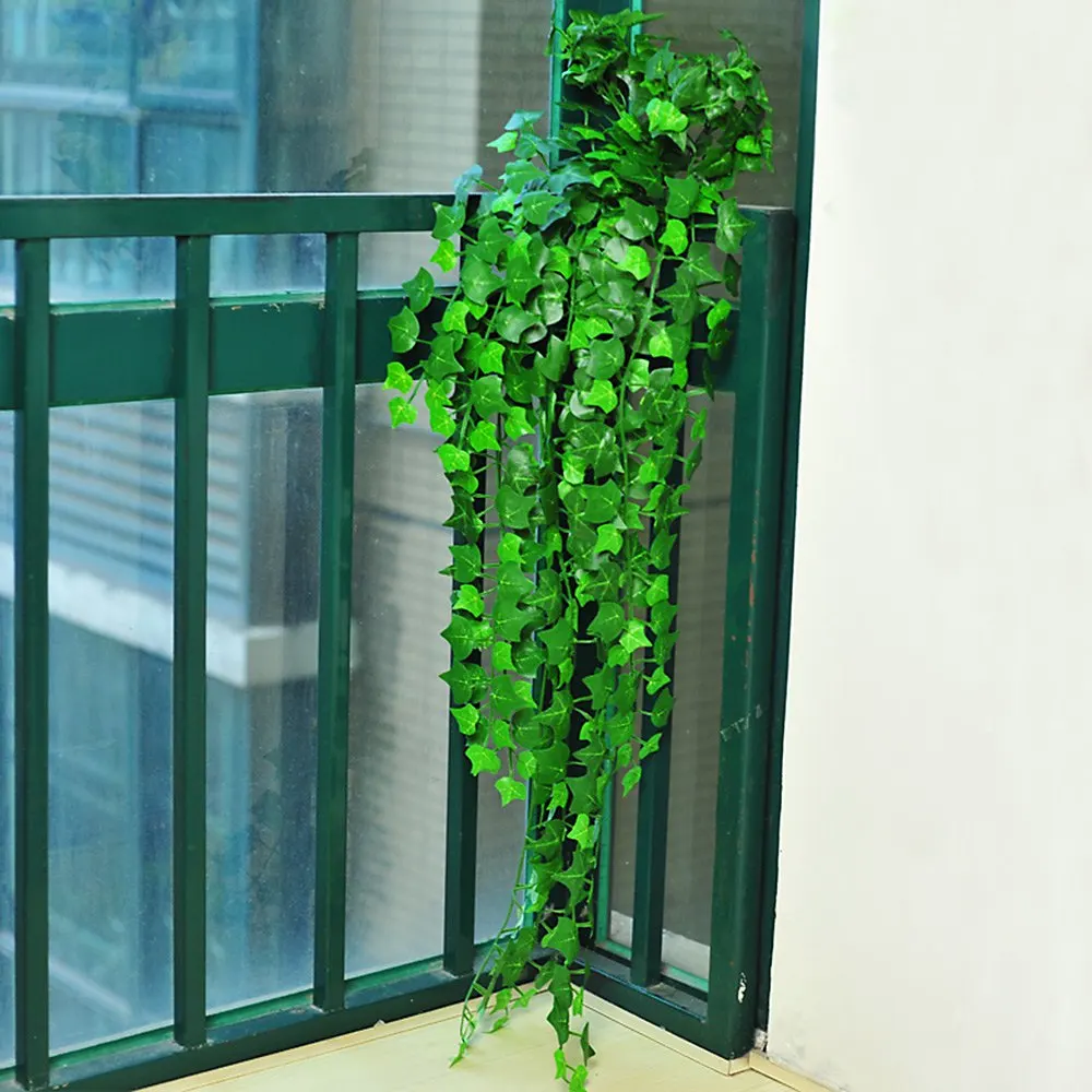 

12pcs 2m Artificial Grape Leaves Wall Hanging Green Plants Home Decoration Ivy Simulation Rattan Green Pineapple