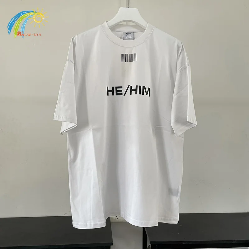 

Summer Casual Oversized Barcode Printing Vetements T Shirt Men Women Heavy Fabric 100% Cotton HE/HIM Couple Tee Inside Tags