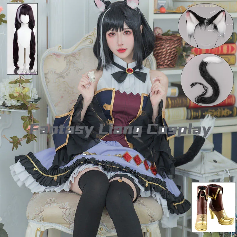 Фото Аниме Princess Connect! Костюм для косплея Re:Dive Kyaru: полный комплект униформы горничной «Черная кошка» для женщин на Хэллоуин №1