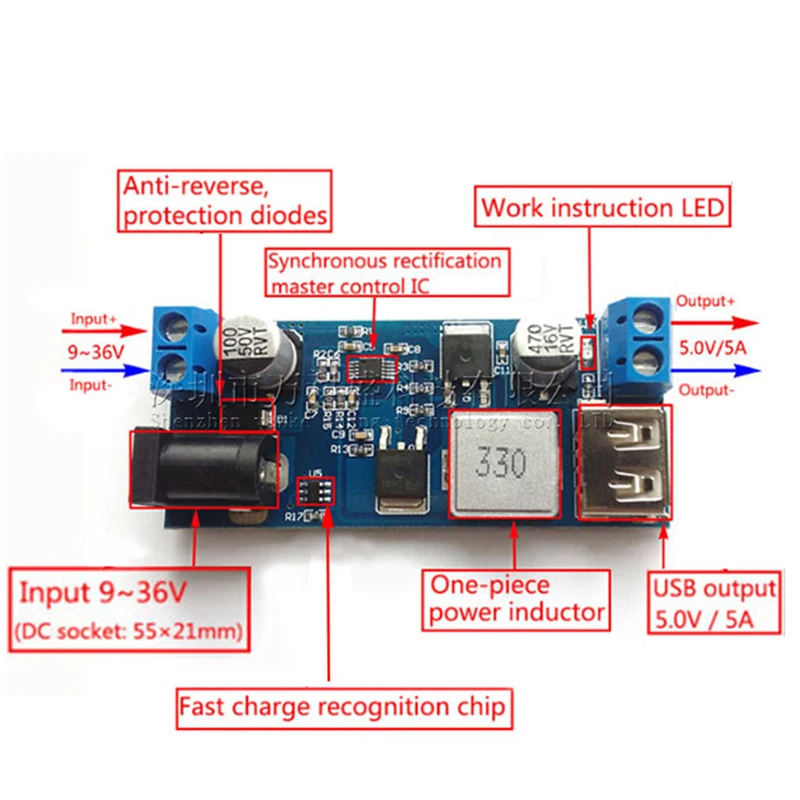 

24V / 12V To 5V 5A Power Module DC-DC Step-down Power Supply Converter