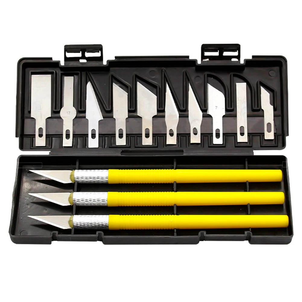 

13Pcs/set Art Carving Cutter With Box Paper Cutter Metal Blade Wood Carving Knife Blade Replacement Operation Scalpel Craft