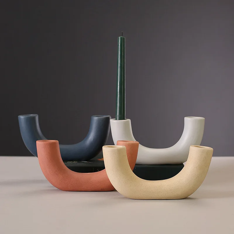 

1pcs Candlestick Holder Ceramic Ornament Photography Home Decoration Candle Holder Nordic Home Decor Ceramic Candelabra