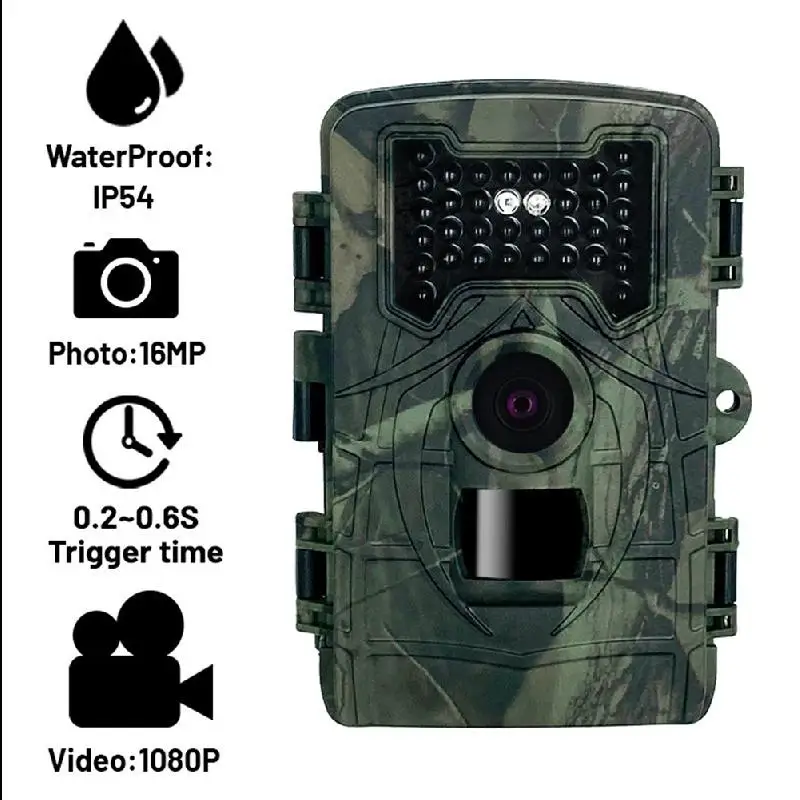 

Wildlife Trail Camera 16MP 1080P HD Infrared Cam with Night Vision and 2.4'' LCD Display for Outdoor and Home Security Surveilla