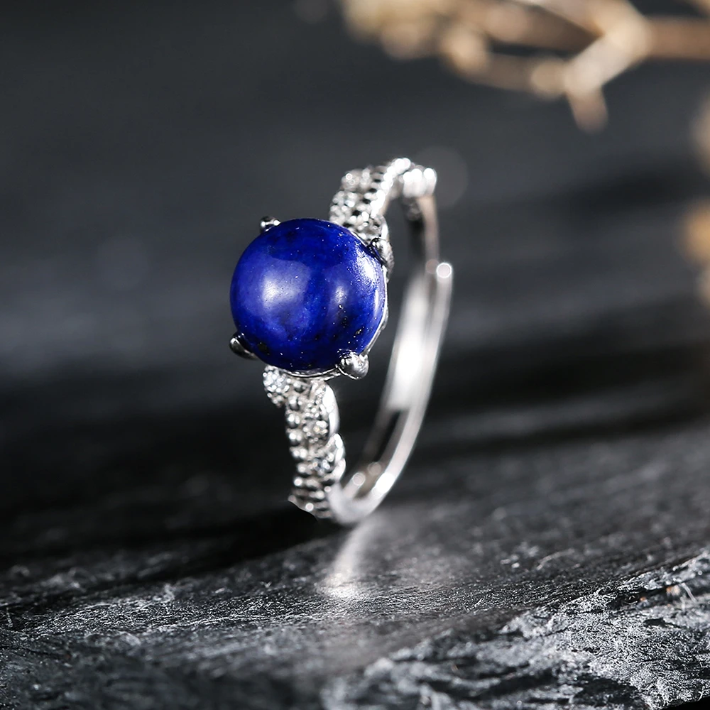 8*8 мм натуральный камень лазурит кольцо из стерлингового серебра 925 пробы