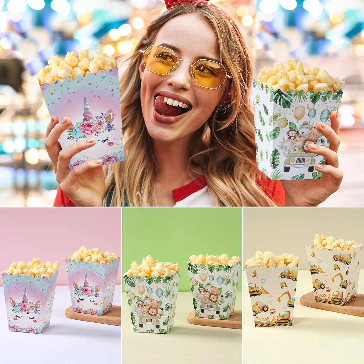 Конструкция в виде животного джунглей коробка для попкорна с единорогом