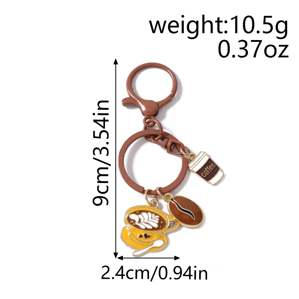 Фото Брелок Aihua Enamel Love Coffee в виде кофейного зерна, подарок для женщин, милый держатель для ключей, оригинальный брелок в виде чашки капучино №4