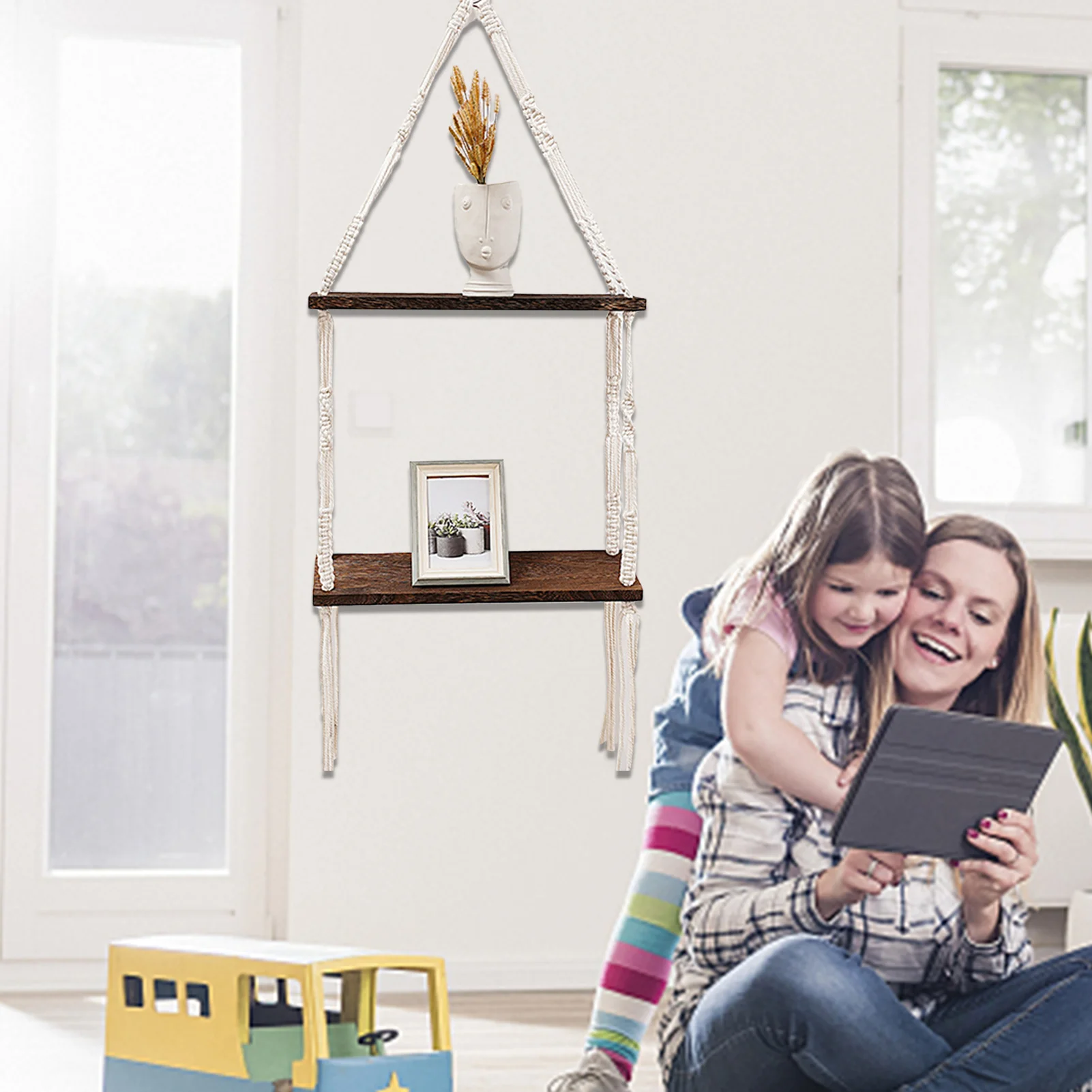 Плетеная гобелен из макраме Бохо ручная работа настенная подвесная полка для