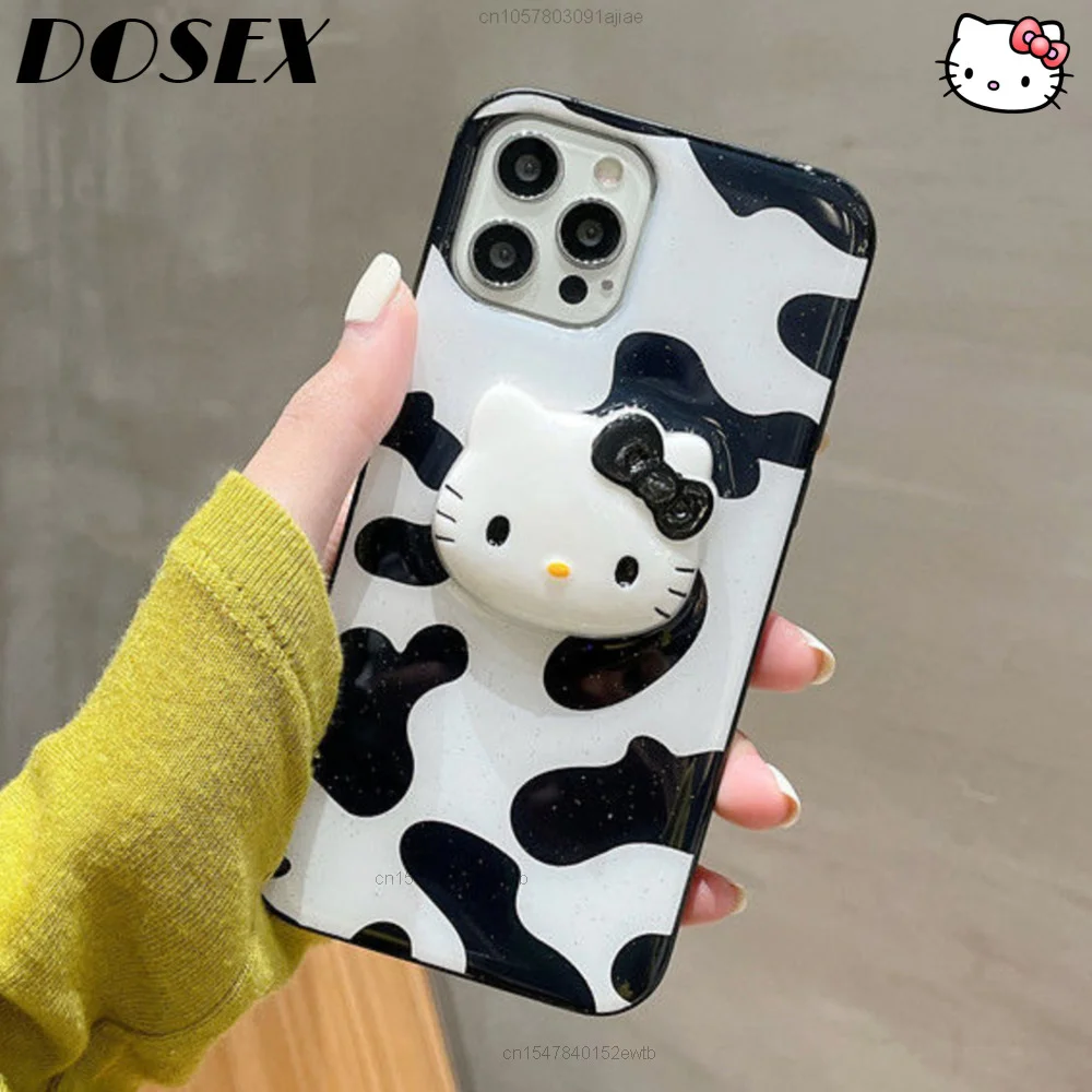 Kup Sanrio Kawaii Gothic Hello Kitty Pokrywa Dla IPhone 13 12 11 Pro Max XS XR X 7 8 Plus Przypadku Luksusowy Projektant Dla Kobiet Lolita Dziewczyny