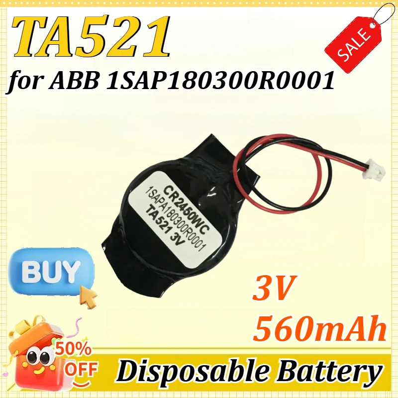 Фото Литиевая батарея TA521 3V 560 мАч для ABB 1SAP180300R0001, одноразовая, компактная, удобная, литий-марганцевая кнопочная батарейка №1
