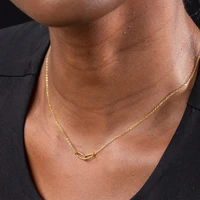 stainless steel necklace for women simple everyday link pendant horizontal line interlocking chain boho pendant jewelry