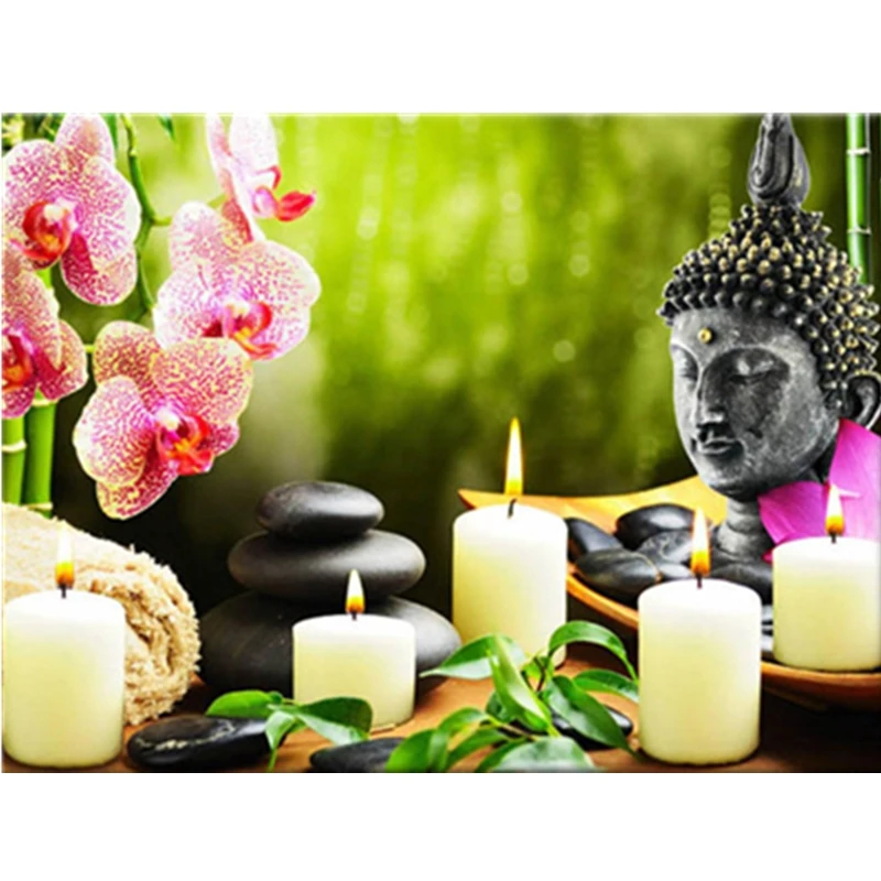 

Diamond Painting Orchid Candle Buddha 5d Diy Mosaic Full Square Round Drill Diamant Of Rhinestone Daimond Embroidery