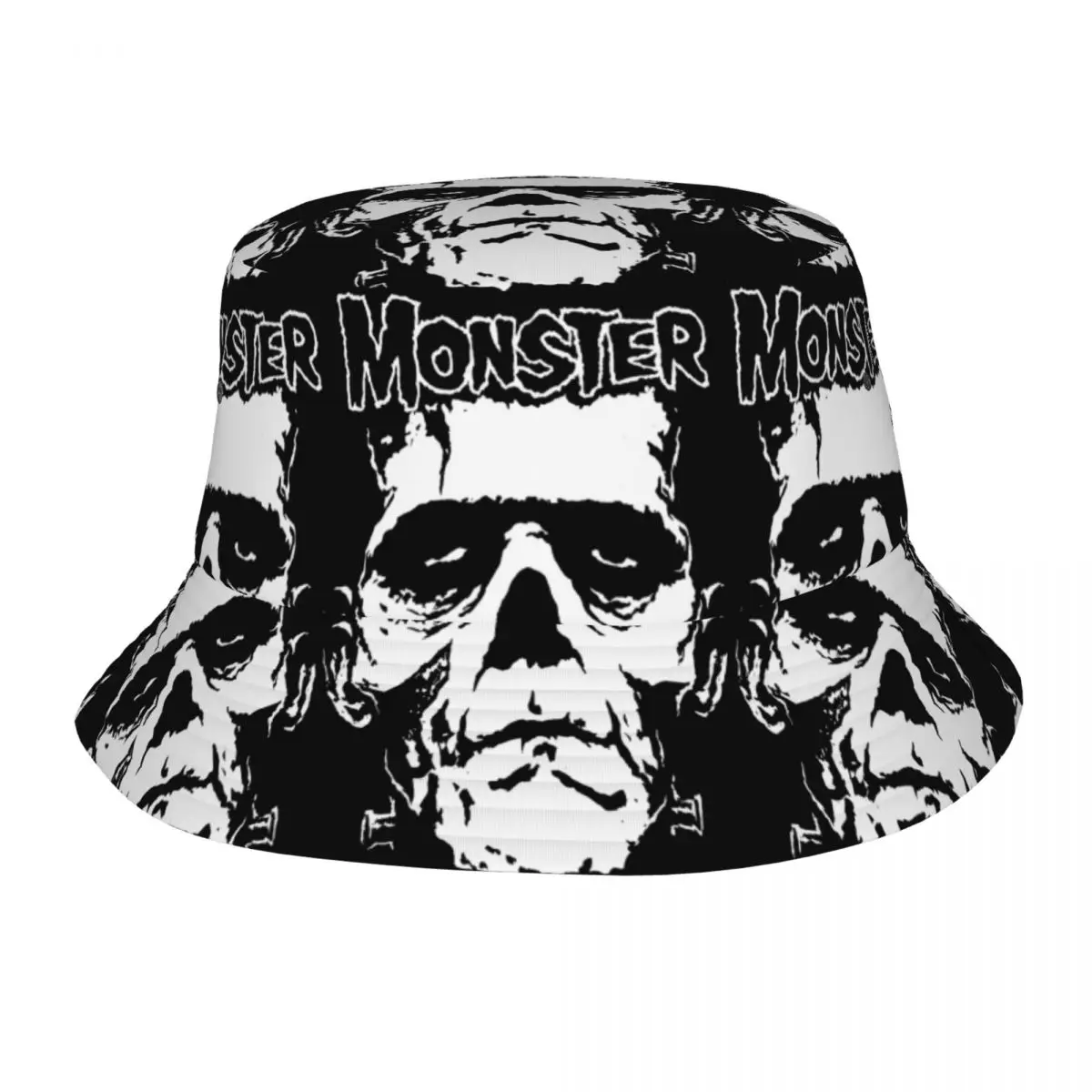 

Men Women Bucket Hat The Monster Skull Hot Summer Headwear Packable Outdoor Fisherman Cap Frankenstein Horror Bob Gift Idea