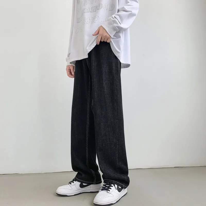 Blue Black Baggy Jeans Men Fashion Casual Straight Jeans Men Streetwear Hip Hop Loose Wide Leg Denim Pants Mens Trousers S-2XL
