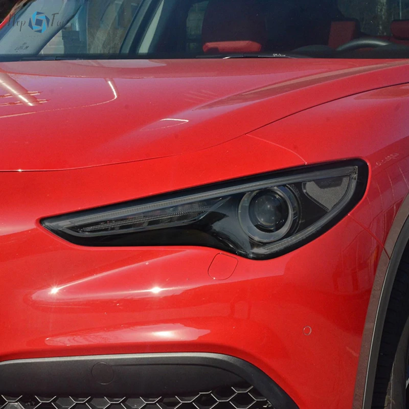 

2 Pcs Car Headlight Protective Film Smoked Black Tint Wrap Vinyl Transparent TPU Sticker For Alfa Romeo Stelvio 949 2017-On 2022