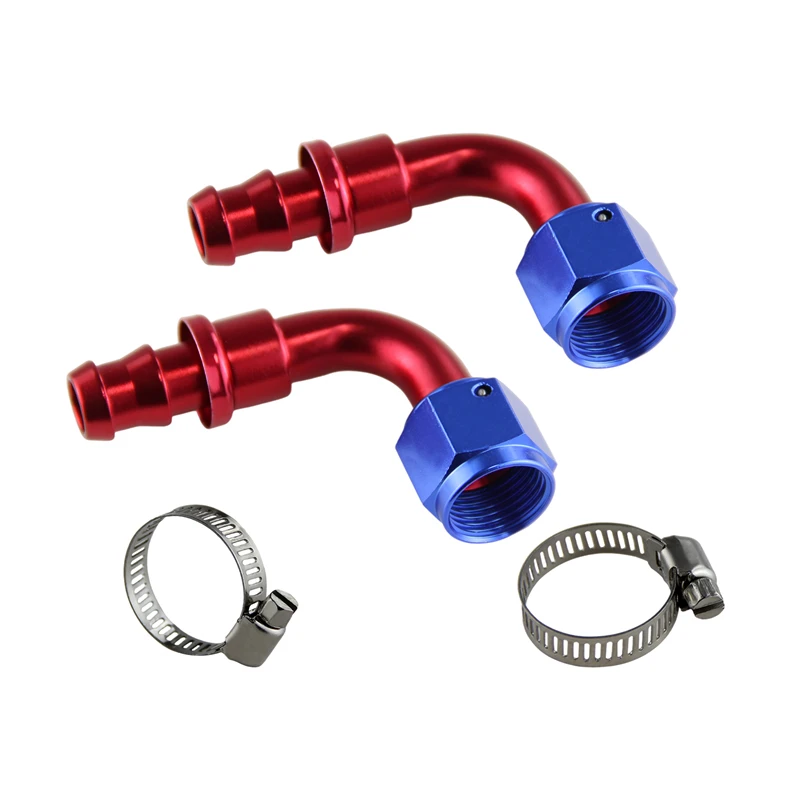 

2PCS 8AN 3/4"-16 SAE 90 Degree Female Swivel to Push Lock Barb Hose Fitting End fo Nylon Fuel Line Oil Cooler Aluminum Alloy