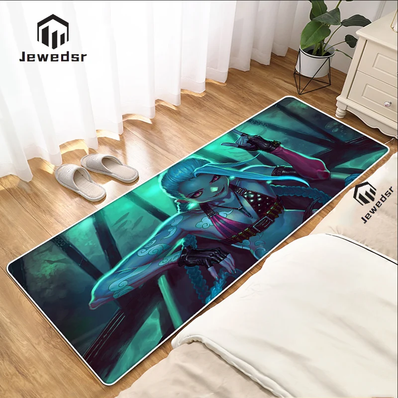 

Cute Arcane Jinx Home Kitchen Mat Living Room Floor 40X120CM Mat Household Bathroom Entrance Doormat Cartoon Rug LOL Girl Carpet