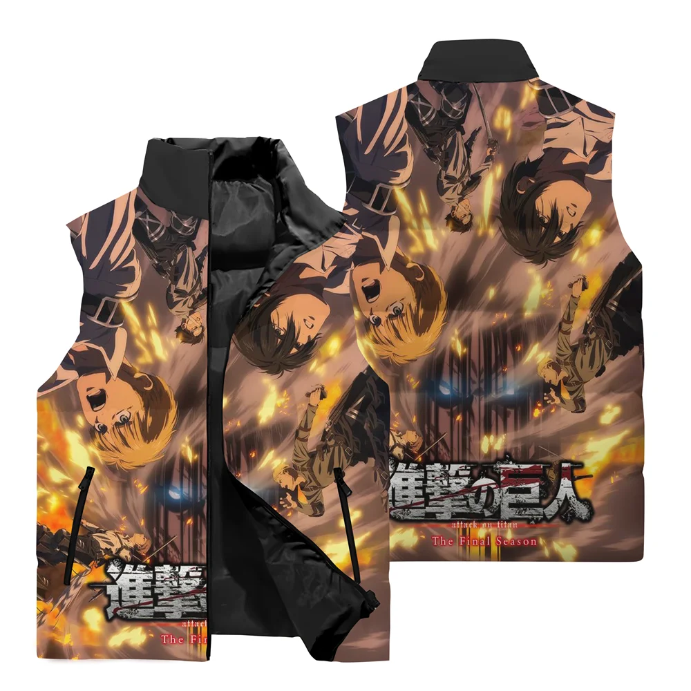 Жилет Мужской без рукавов куртка с 3D принтом аниме атака на Титанов уличный