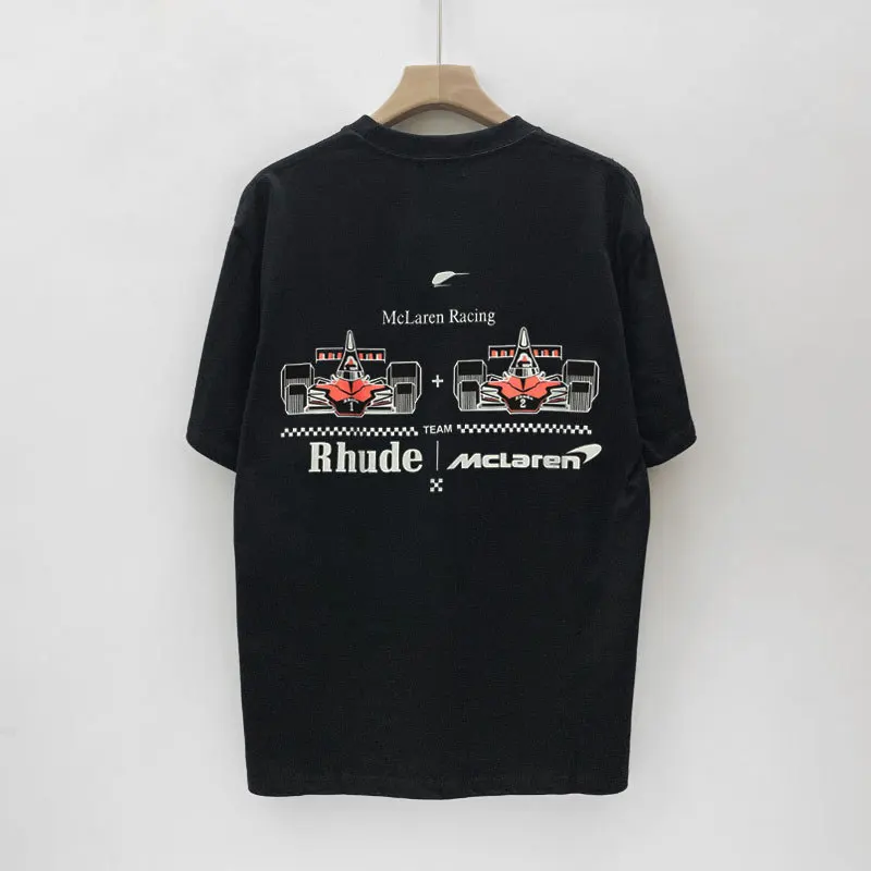 

Rhude Co Branded Formula F1 Racing Printed Short Sleeve T-Shirt Black