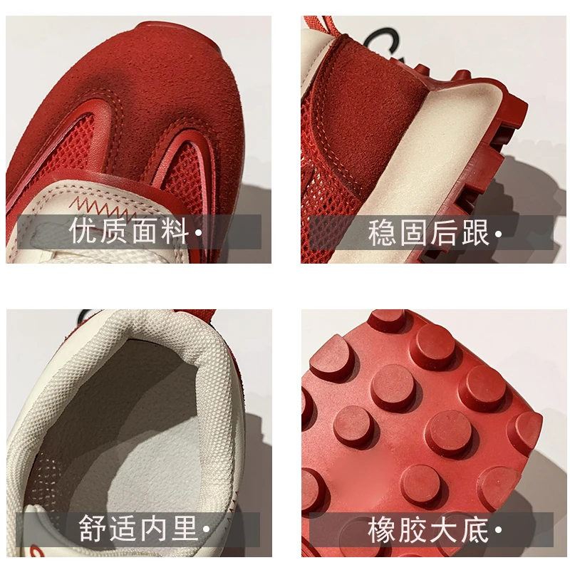 2023 Spring New Women's Breathable Casual Shoes Lace up Outdoor Sports Shoes Color Matching Women's Leather Vulcanized Shoes