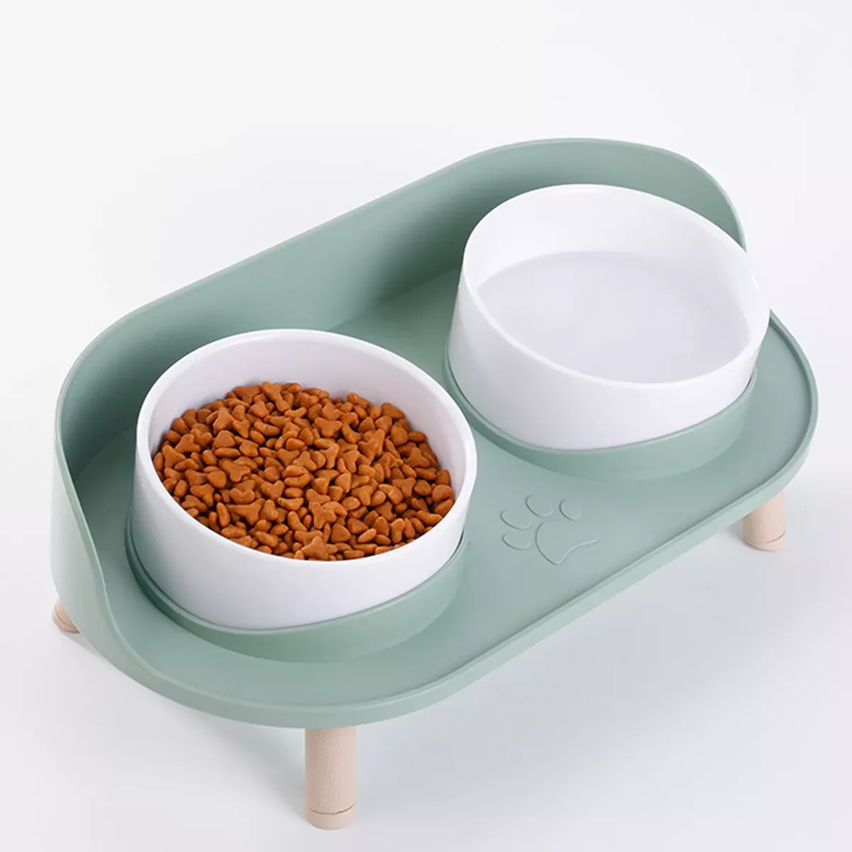 

Cat Double Bowl ABS Round Pets Feeding Water Bowls Cat Puppy Feeder Product Supplies Dog Food Water Bowl Color Random