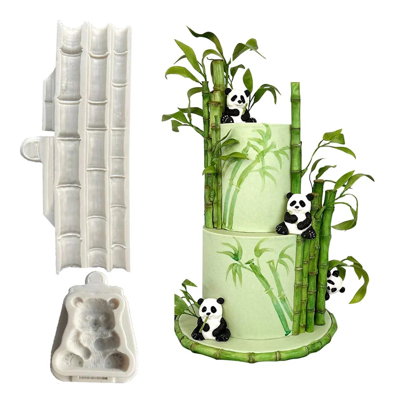 

3D Simulation Panda Bamboo Silicone Mold Kitchen Cake Baking Decoration Dessert Cake Chocolate Mold Bamboo Panda Clay Resin Mold