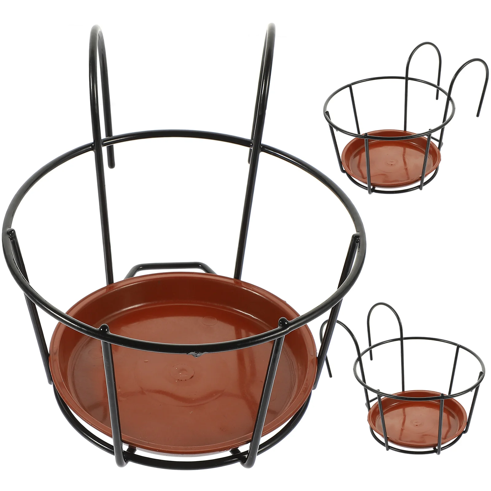 

3 Sets Wall Planter Outdoor Flower Stand Iron Rack Decoration Flowerpot Holder Deck 12x9cm Storage Red Balcony Hanging