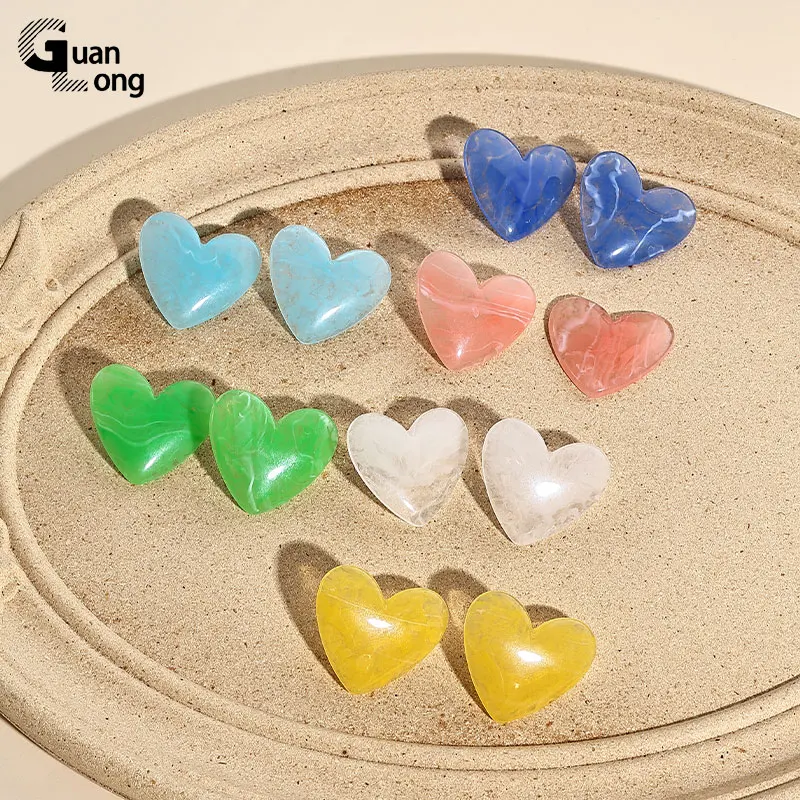 6 пар модных больших красочных сережек-гвоздиков GuanLong для женщин Простые серьги в