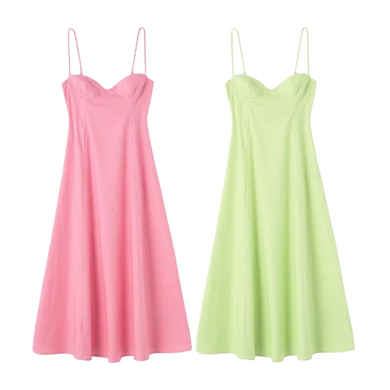 

Платье-мини женское льняное без рукавов со складками