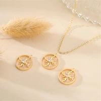 new real gold color plated brass crystal sunflower round charms for diy earrings necklace pendant jewelry making accessories