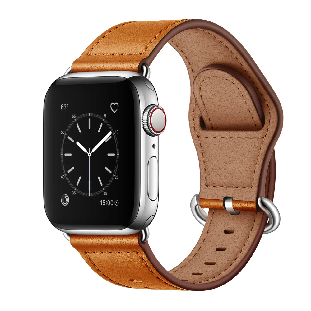 

For Apple watch Series 9 8 Ultra2 7 SE 6 5 4 3 band 38 40 41 42 44 45 49mm Classic Genuine Leather Watch Strap Kirsite buckle