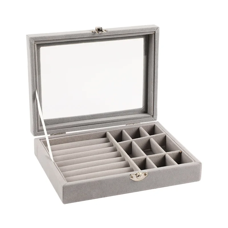 Portable Ring Earring Organizer Box Velvet Jewelry Display Tray Case Exquisite Jewellery Storage Holder For Travel