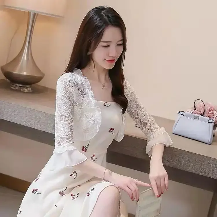 Летний солнцезащитный кружевной шифоновый кардиган с короткими рукавами