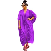 african robe muslim long dress one size bat sleeve dress sexy womens solid color v neck loose casual summer clothing vestidos