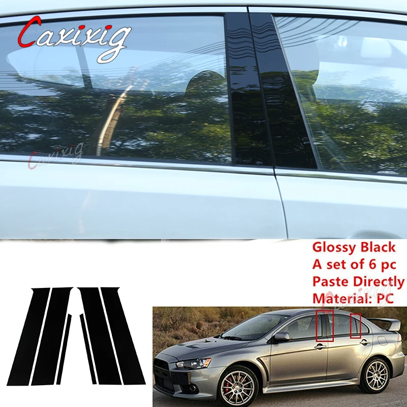 6 шт. столбики стойки двери окна отделка BC Колонка наклейка внешняя для Mitsubishi Lancer