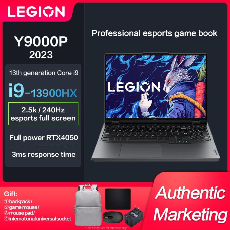 

Lenovo Legion Y9000P 2023 Esports Gaming Notebook Computer Laptops I5-13500HX/I9-13900HX RTX4050 6GB 2.5k 240Hz Free Shipping