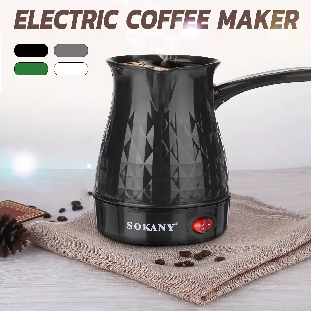 

600W Coffee Maker Greek Turkish Electric Coffee Pot Portable 500ml Espresso Machine Fast and Heat Resistant Waterproof EU Plug