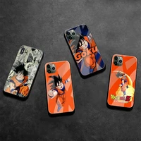anime dragon ball son goku phone case tempered glass for iphone 13 12 mini 11 pro xr xs max 8 x 7 plus se 2020 cover