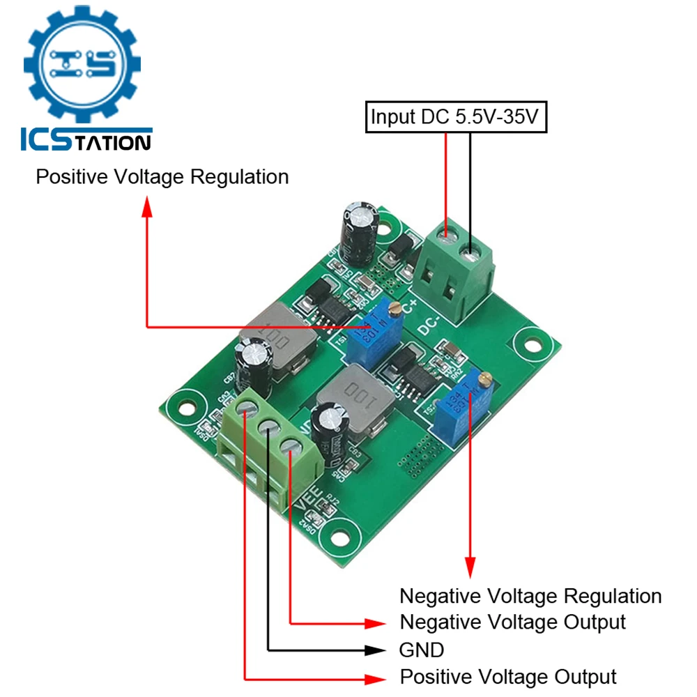 

Buck Boost DC-DC Adjustable Step UP Step Down Power Supply Module +/- 3.3V 5V 9V 12V Voltage Converter Stabilizer