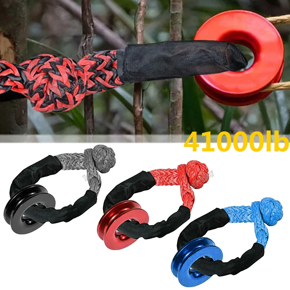 41000lbs Soft Shackle Synthetic 4X4 Tow Shackle Strap Protective Rope Heavy Duty Offroad Sleeve for Jeep Truck SUV