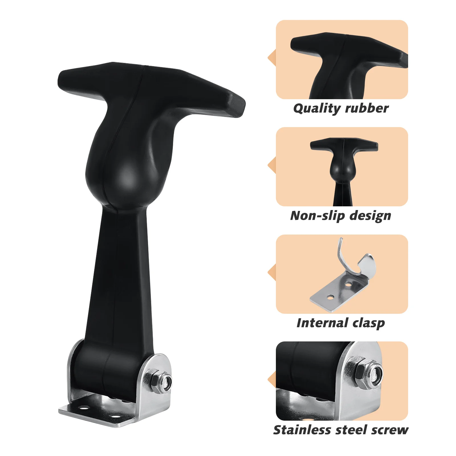 UEETEK 2pcs Stainless Steel Rubber Hood Catch Flexible T-Handle Hasp Draw Latches with Brackets for Tool Box Veh